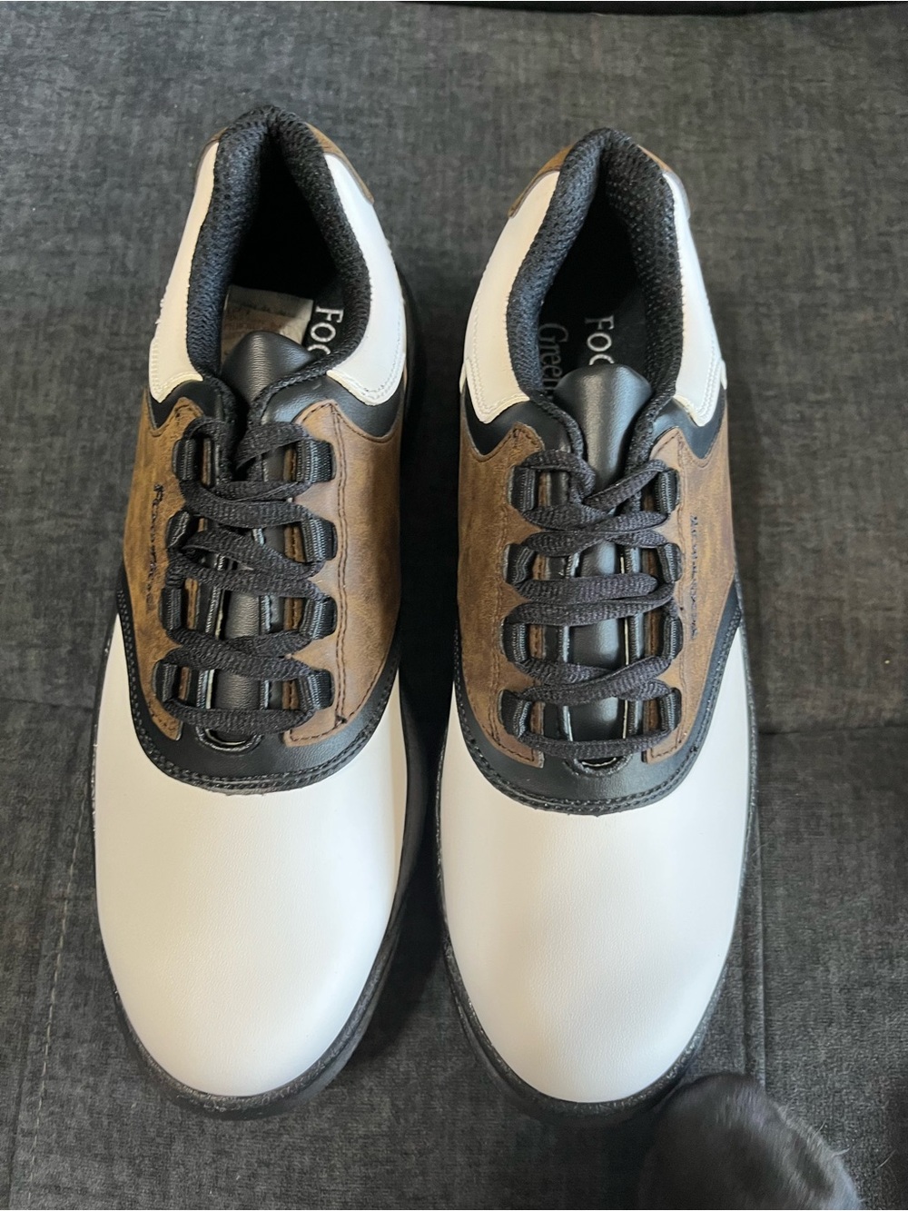 Footjoy 8.5 M Leather-Trim White & Brown Men’s Golf Shoes